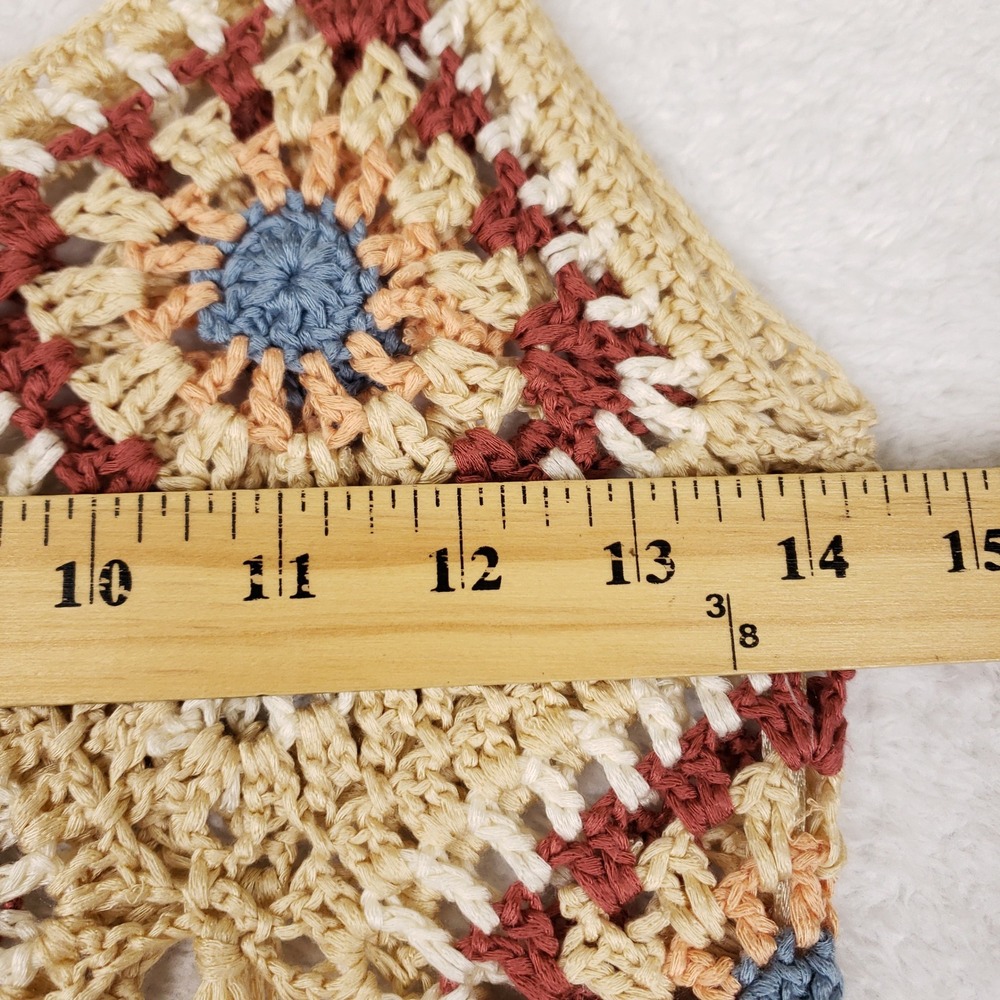 West of Melrose Crochet Granny Square Fringe Crop Top Womens XS Boho Festival - Picture 7 of 8